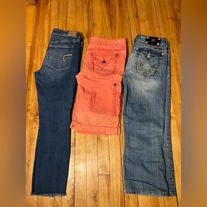 Lot of 3-Size 30 Miss Me and American Eagle Capris and Shorts